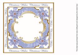 Blue Poinsettia Christmas Wishes Lattice 8in Insert Panel