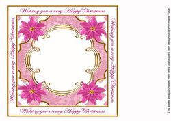 Cerise Poinsettia Happy Christmas Lattice 8in Insert Panel