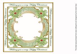 Olive Poinsettia Happy Christmas Lattice 8in Insert Panel