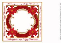 Red Poinsettia Happy Christmas Lattice 8in Insert Panel