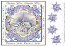 Blue Church Christmas Wishes Lattice Corner 8in Topper