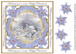 Blue Church Happy Christmas Lattice Corner 8in Topper