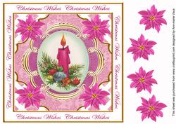 Cerise Candle Christmas Wishes Lattice Corner 8in Topper