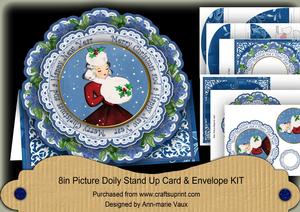 Winter Lady Merry Christmas 3D Picture Doily C & E Kit