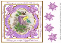 Lilac Postbox Happy Christmas Lattice Corner 8in Topper