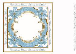 Teal Poinsettia Across the Miles Lattice 8in Insert Panel