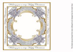 Silver Poinsettia Happy Christmas Lattice 8in Insert Panel