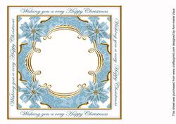 Teal Poinsettia Happy Christmas Lattice 8in Insert Panel