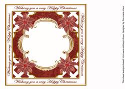 Plum Poinsettia Happy Christmas Lattice 8in Insert Panel