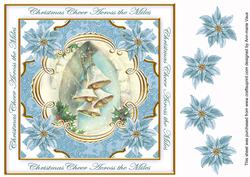 Teal Snowbells Across the Miles Lattice Corner 8in Topper