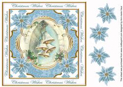 Teal Snowbells Christmas Wishes Lattice Corner 8in Topper