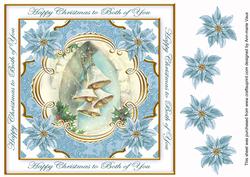Teal Snowbells Both of You Lattice Corner 8in Topper