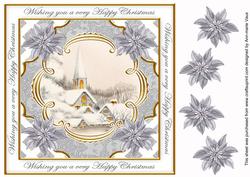 Ice Church Sil Happy Christmas Lattice Corner 8in Topper