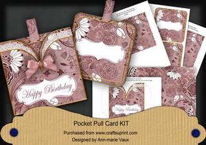 Retro Pink Happy Birthday Pocket Pull Card Kit