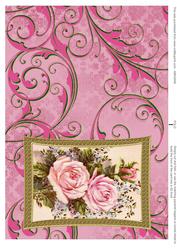 Pink Roses Curved Gold Frame Card