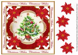 Elegant Red Tree Christmas Wishes Lattice Corner 8in Topper