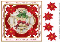 Lovebirds Red Christmas Wishes Lattice Corner 8in Topper