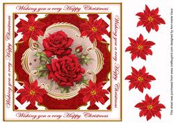 Red Roses Happy Christmas Lattice Corner 8in Topper