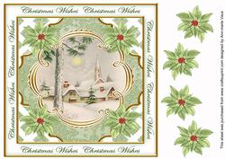 Winter Pub Christmas Wishes Lattice Corner 8in Topper