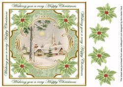 Winter Pub Christmas Wishes Lattice Corner 8in Topper