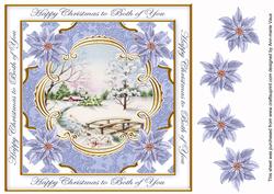 Blue Snowscene Both of You Lattice Corner 8in Topper