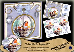 Blue Robin 3D Bauble 8in Card Front Mini Kit