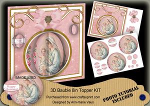 Mother Mary Pink 3D Bauble 8in Card Front Mini Kit