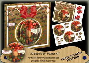 Holiday Wreath 3D Bauble 8in Card Front Mini Kit