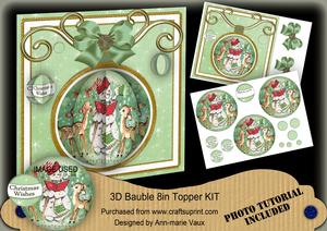 Snowman Reading 3D Bauble 8in Card Front Mini Kit
