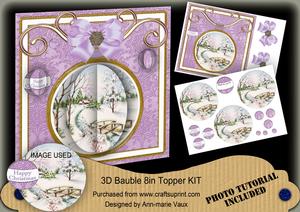 Lilac Snowscene 3D Bauble 8in Card Front Mini Kit