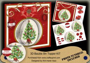 Elegant Tree Red 3D Bauble 8in Card Front Mini Kit