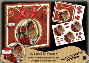 Poinsettia Window 3D Bauble 8in Card Front Mini Kit
