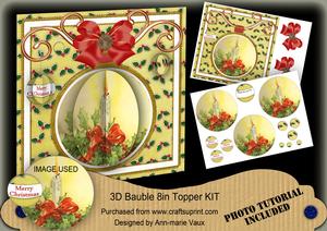 Single Candle Lemon 3D Bauble 8in Card Front Mini Kit