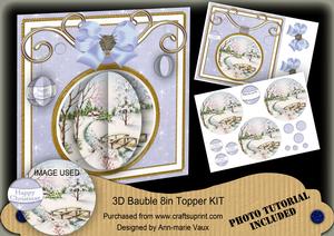 Blue Snowscene 3D Bauble 8in Card Front Mini Kit