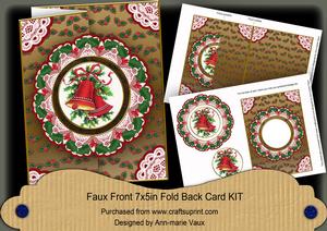 Christmas Bells Doily Gold Faux Fold Back Card Mini Kit
