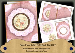 Baby Girl Doily Faux Fold Back Card Mini Kit