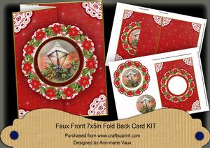 Christmas Lantern Doily Faux Fold Back Card Mini Kit