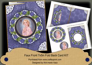 Pray Girl Blue Doily Faux Fold Back Card Mini Kit