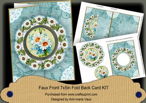 Dasiy Teal Doily Faux Fold Back Card Mini Kit