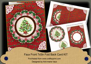 Elegant Tree Red Doily Faux Fold Back Card Mini Kit