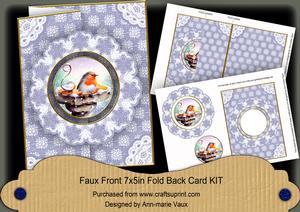 Blue Robin Doily Faux Fold Back Card Mini Kit