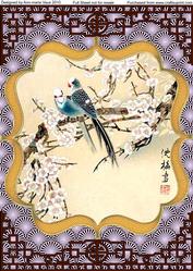 Oriental Love Birds A4 Card Topper