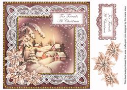Snowy Village for Friends at Christmas 8in Sentiment Topper