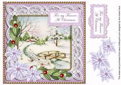 Snowscene Lilac My Fiancee at Christmas 8in Sentiment Topper
