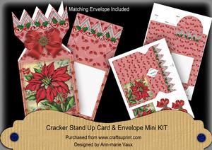 Red Poinsettia Cracker Card & Envelope Mini Kit
