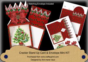 Elegant Tree Red Cracker Card & Envelope Mini Kit