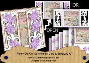 Lilac Snowscene2 Fancy Swirl Gatefold Card & Envelope Kit
