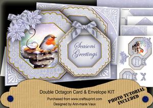 Blue Robin Seasons Greetings Double Octagon Card & E Kit