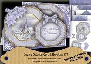 Blue Church Mum & Dad at C Double Octagon Card & E Kit