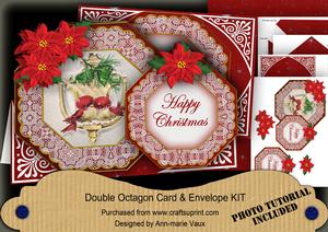 Lovebirds Happy Christmas Double Octagon Card & E Kit